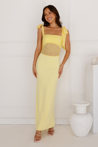 Illuminating Love Mesh Maxi Dress Yellow