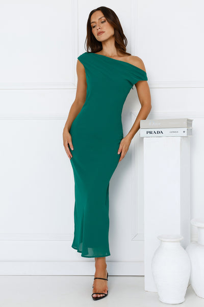 Xenia Off Shoulder Midi Dress Green