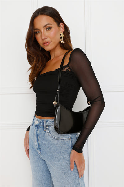 Rosabelle Shoulder Bag Black Shine