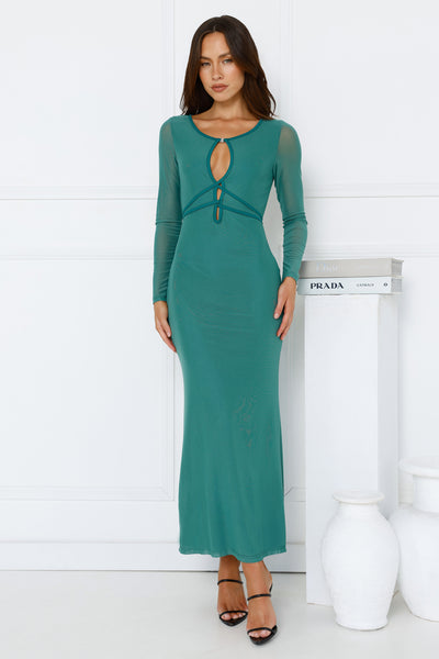 Solange Long Sleeve Maxi Dress Green