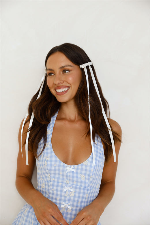 Long Bow Hair Clips Cream