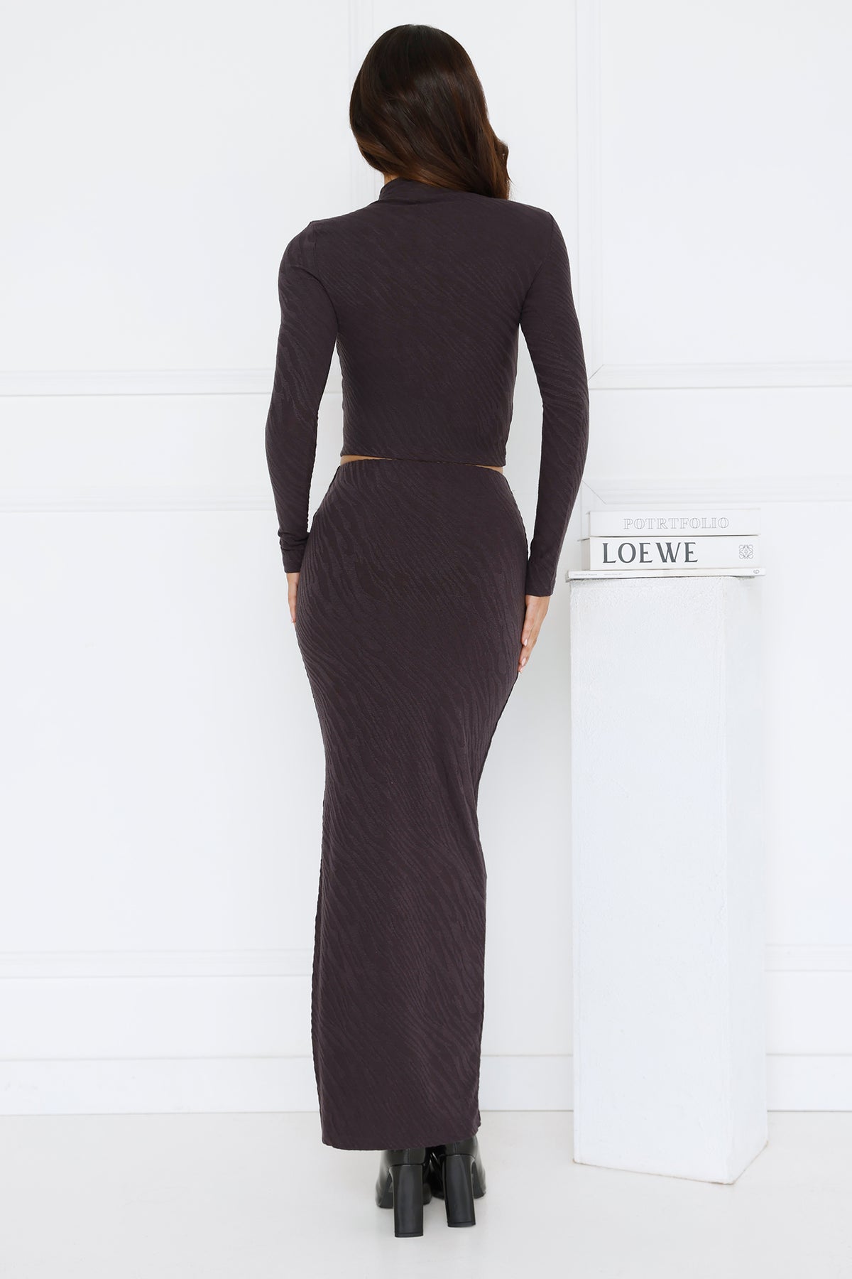 Velvet Whispers Maxi Skirt Grey