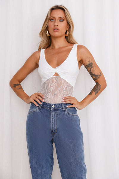 Passion Perfection Lace Bodysuit White