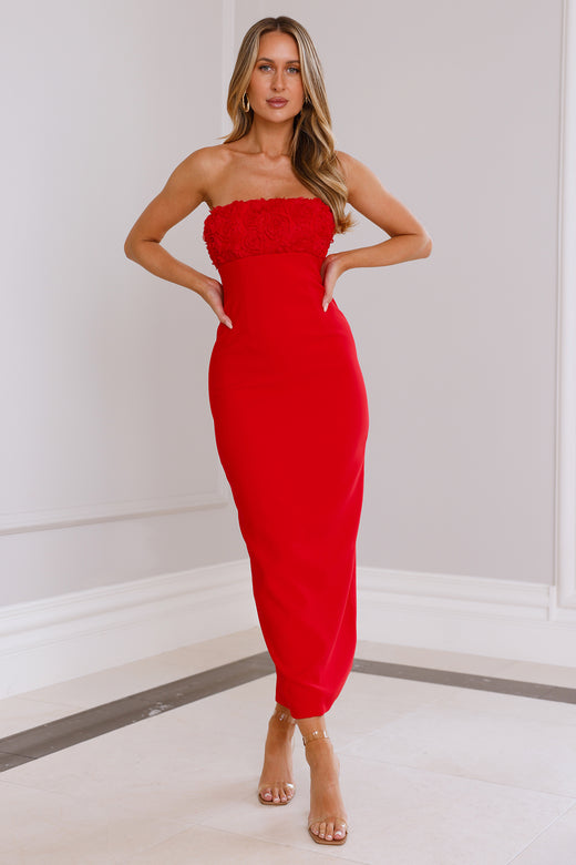 Lottie Midi Dress Red