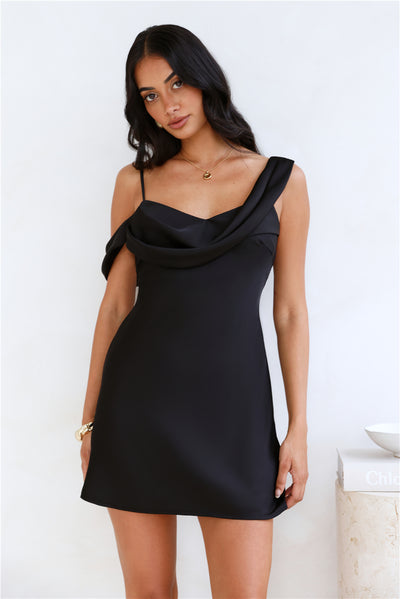 Elegance Of You Satin Mini Dress Black