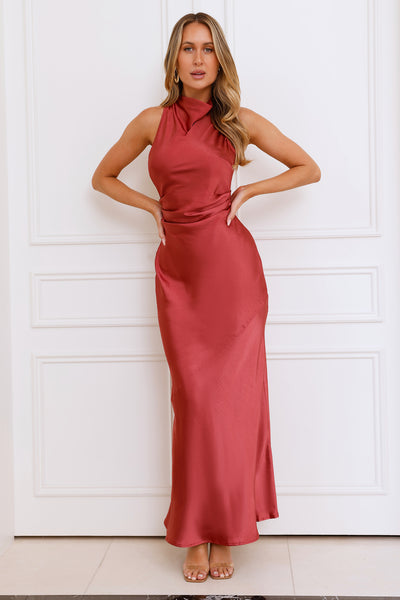 Eden Satin Maxi Dress Rose