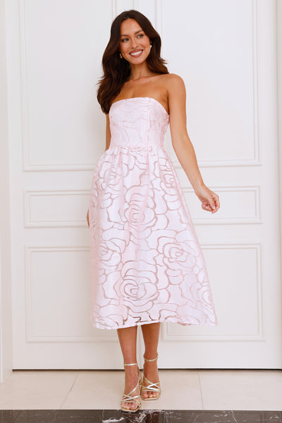 Nora Strapless Midi Dress Pink