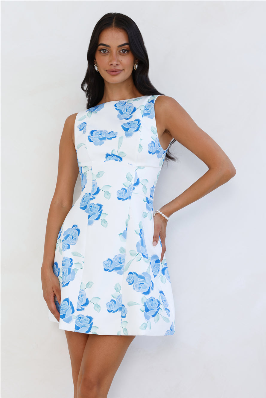 Rosy Horizon Mini Dress Blue