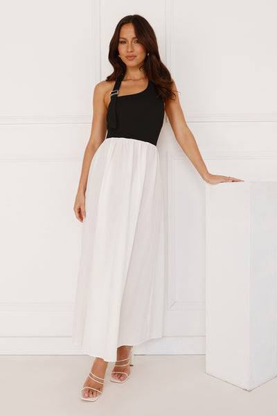 Sea Foam Halter Midi Dress White