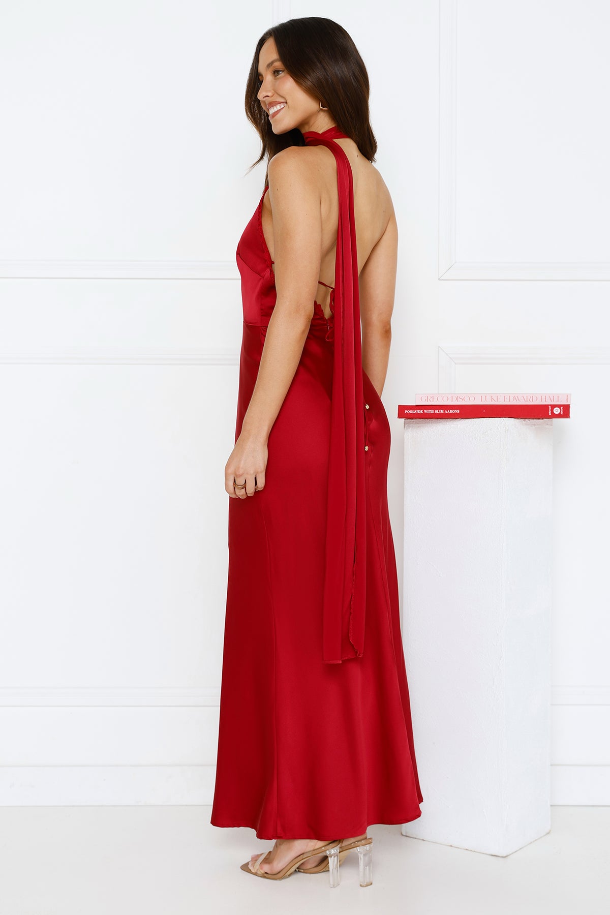 Luxe Experience Satin Maxi Dress Red