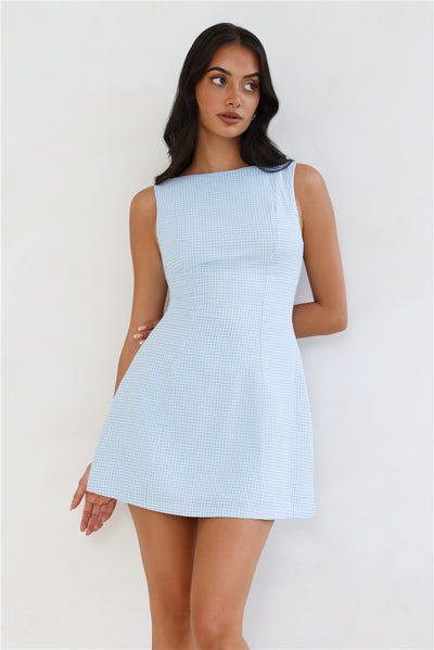 Dream Paddock Gingham Mini Dress Blue