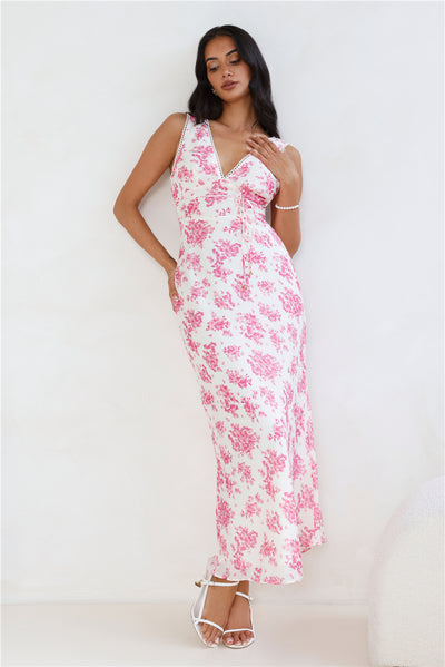 Soft Florals Maxi Dress Pink