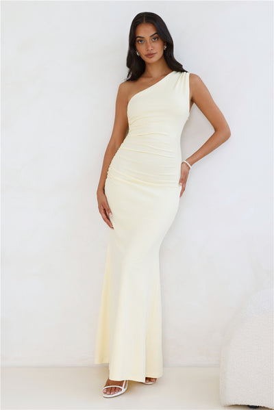 Marlowe One Shoulder Maxi Dress Yellow