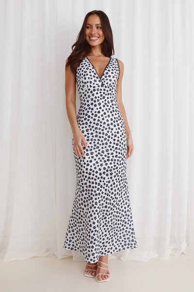 Picked Flowers Maxi Dress White