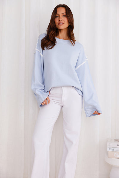 Warm Cottage Knit Sweater Blue