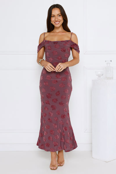 Petal Kiss Off Shoulder Maxi Dress Purple