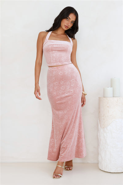 Velvet Gaze Maxi Skirt Pink