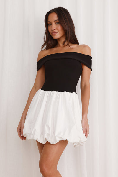 Oceanfront Off Shoulder Mini Dress Black