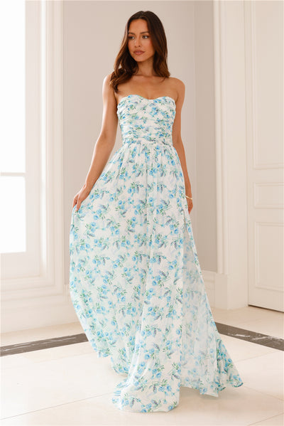 Dainty Events Strapless Maxi Dress Blue