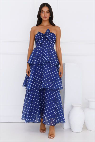 Raining Love Strapless Maxi Dress Navy