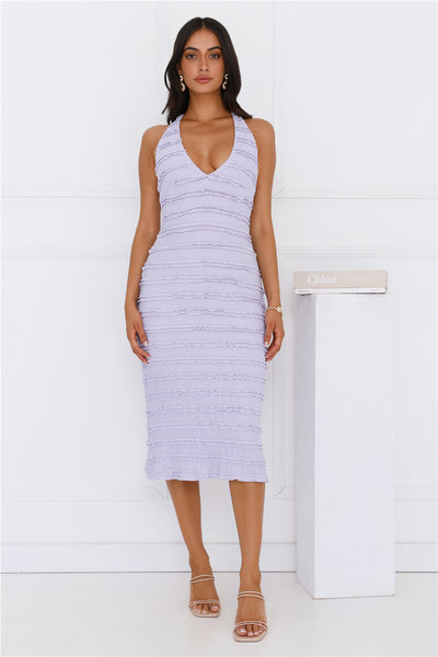 Daisy Dancer Halter Midi Dress Lilac