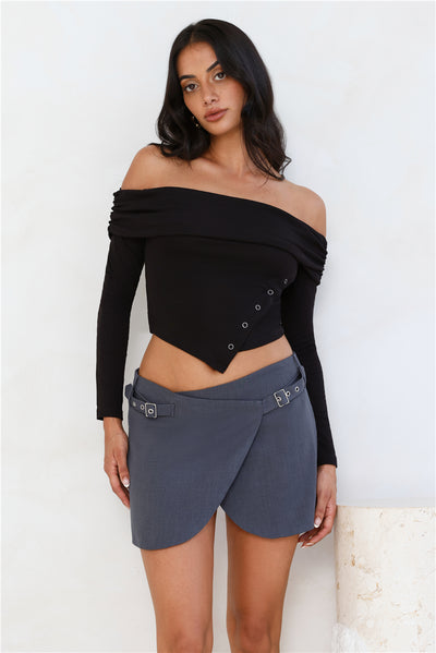 Power Of Basics Off Shoulder Long Sleeve Top Black