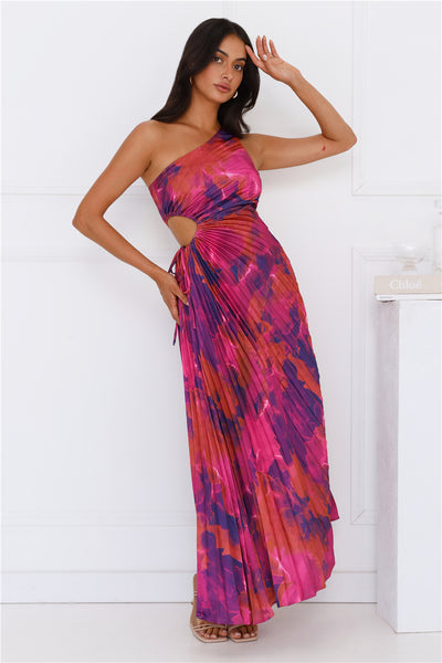 Fashionista’s Night Out One Shoulder Satin Maxi Dress Purple