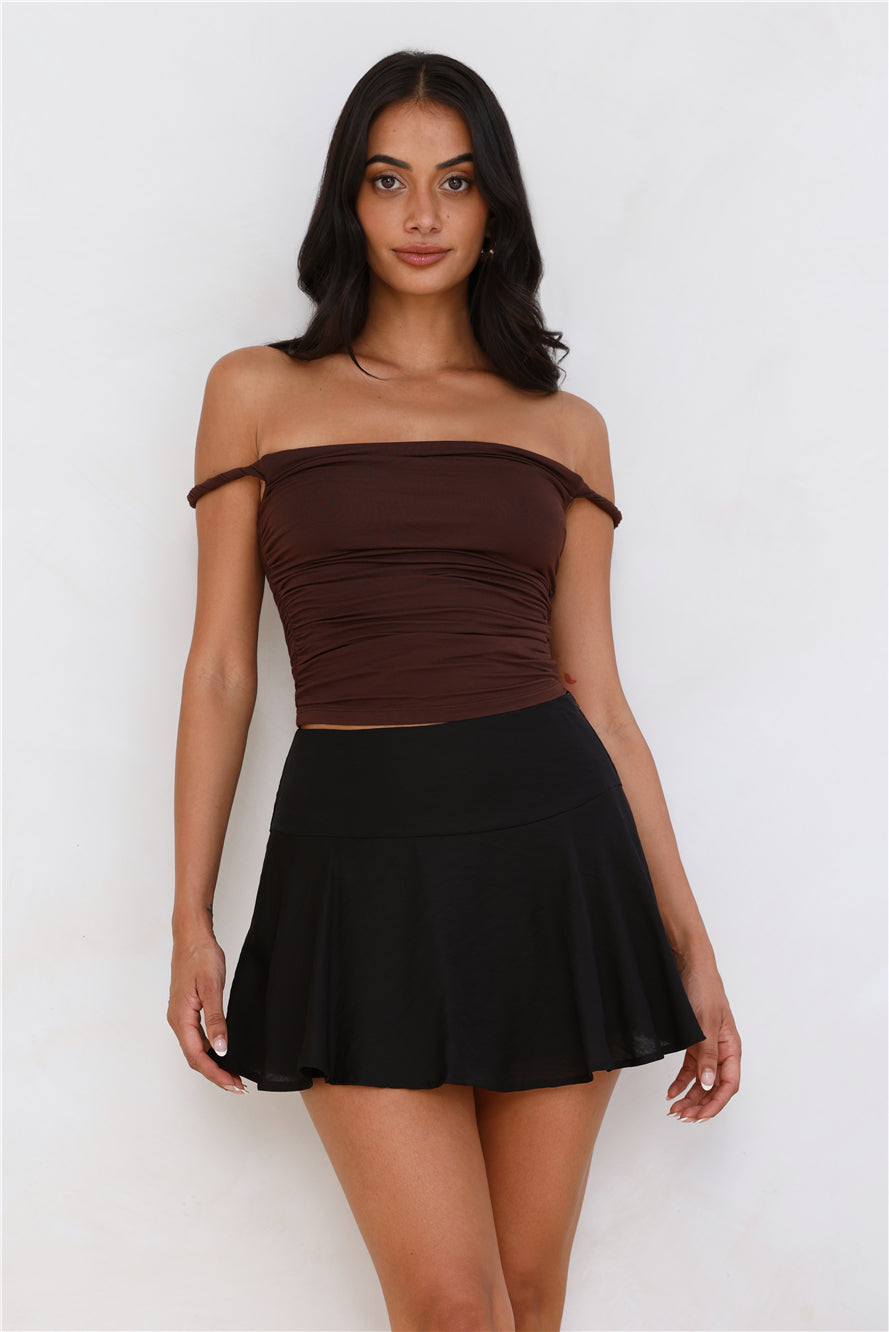 Key Piece Off Shoulder Top Brown