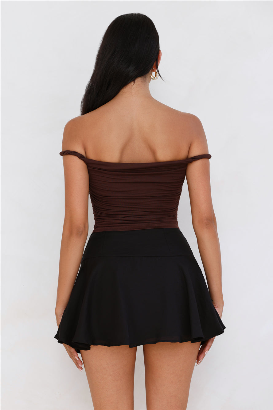 Key Piece Off Shoulder Top Brown