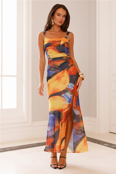 Silhouette Sky Midi Dress Orange