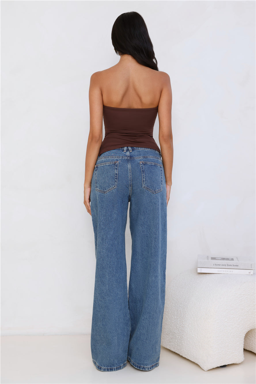 Sunset Spritz Strapless Top Brown