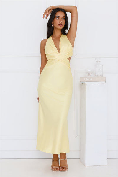 Dress Code Satin Maxi Dress Yellow