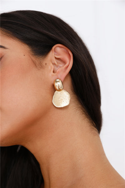 18k Gold Plated Sea Sculpture Earrings Gold