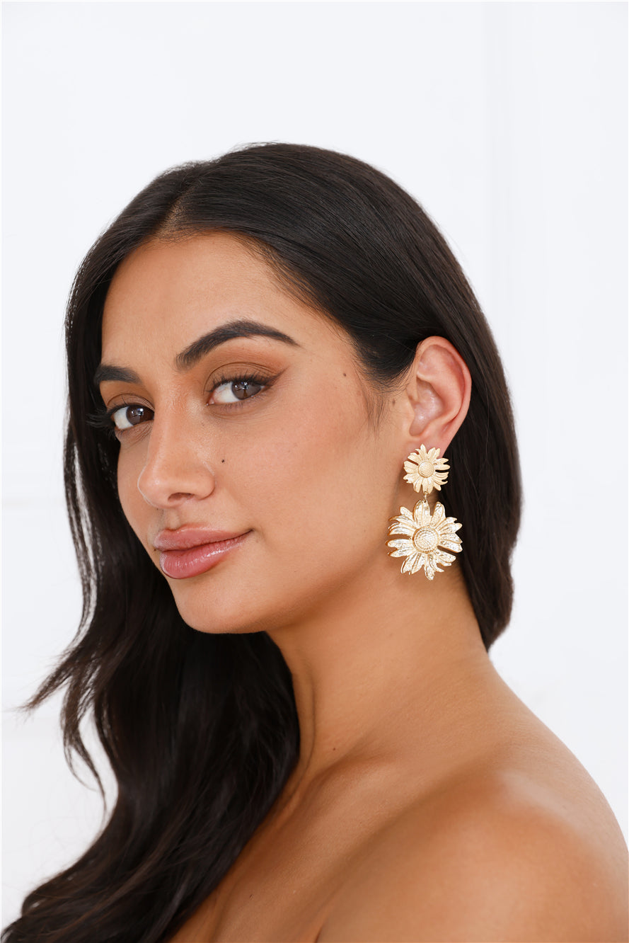 18k Gold Plated Sunflower Haven Earrings Gold