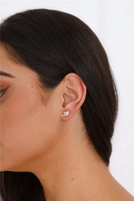 18k Gold Plated Gold Leaf Earrings Gold