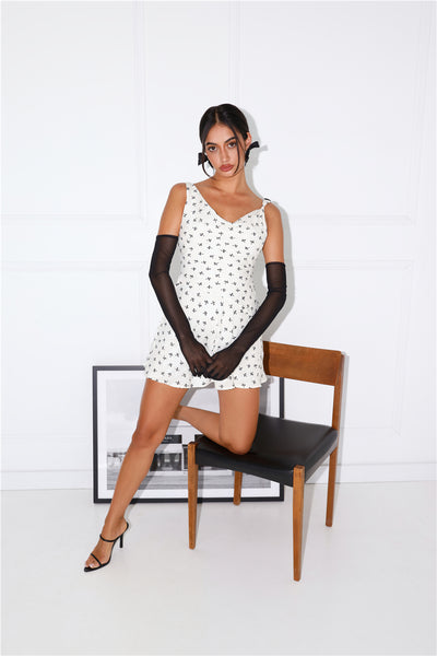 The Bow Mini Dress Cream