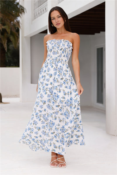 Anika Strapless Maxi Dress White