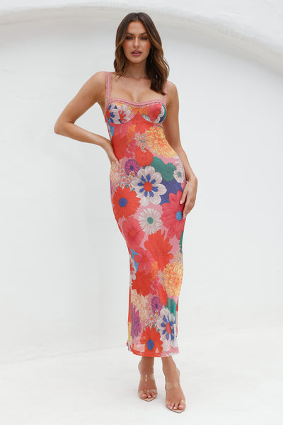 More To Make Mesh Maxi Dress Print