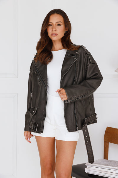 LIONESS Ace Biker Jacket Charcoal