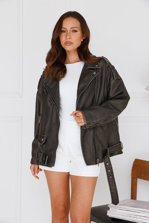 LIONESS Ace Biker Jacket Charcoal