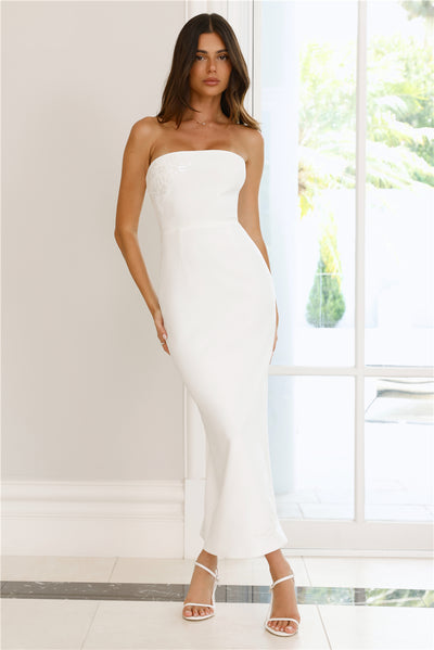 Serenade Of Love Strapless Maxi Dress White