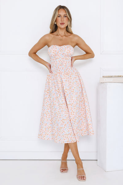 Summer Pop Strapless Midi Dress Pink