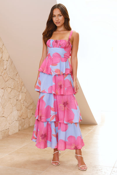 Flowering Splendor Maxi Dress Blue