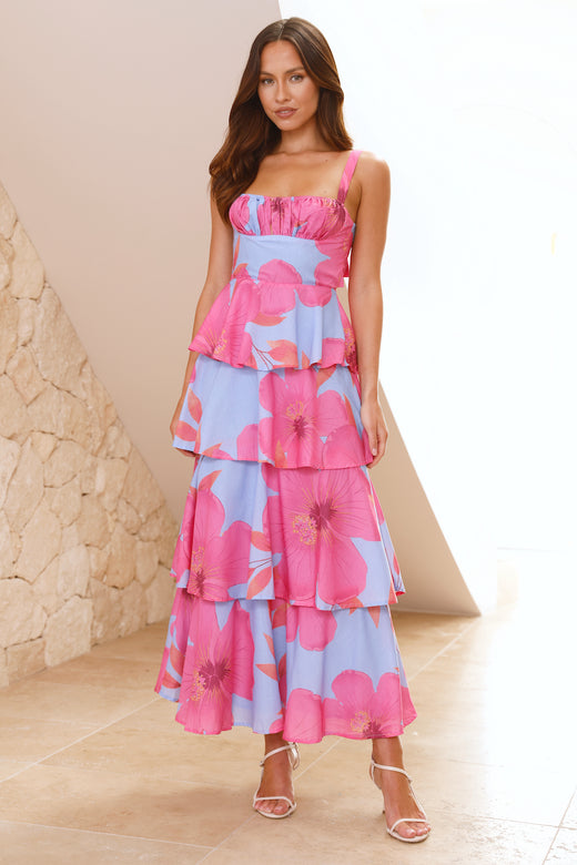 Flowering Splendor Maxi Dress Blue
