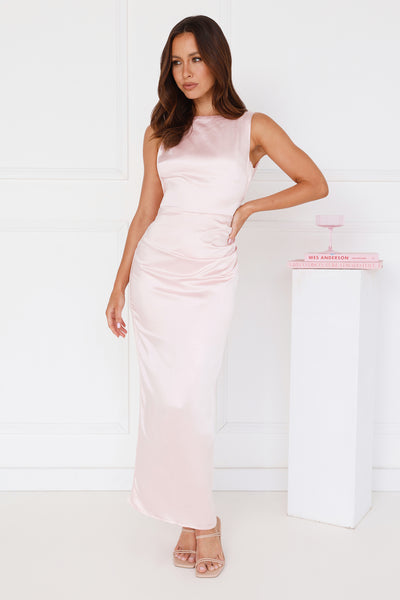 Twilight Affair Satin Maxi Dress Pink