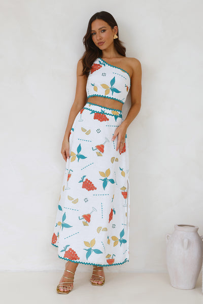 Citrus Squeeze Maxi Skirt White