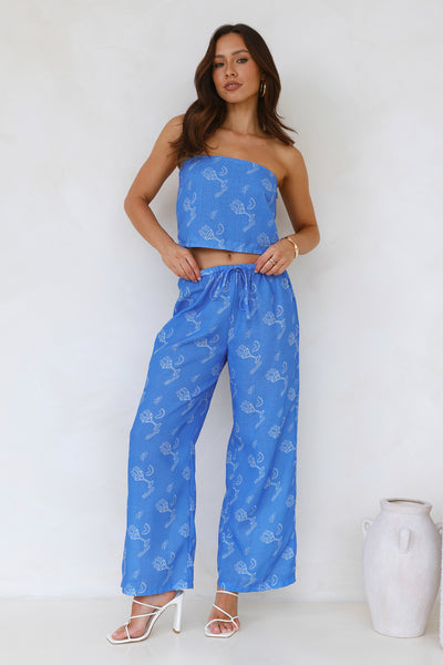 Melon Mix Wide Leg Pants Blue