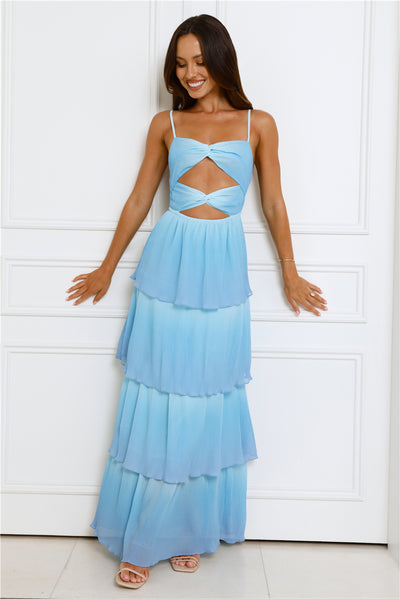 Waves Of Luxury Plisse Maxi Dress Blue Ombre