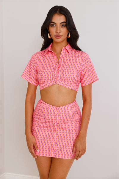 Retro Hearts Crop Top Pink