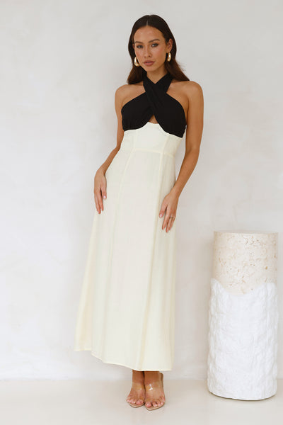 Paris Afternoon Halter Maxi Dress Cream